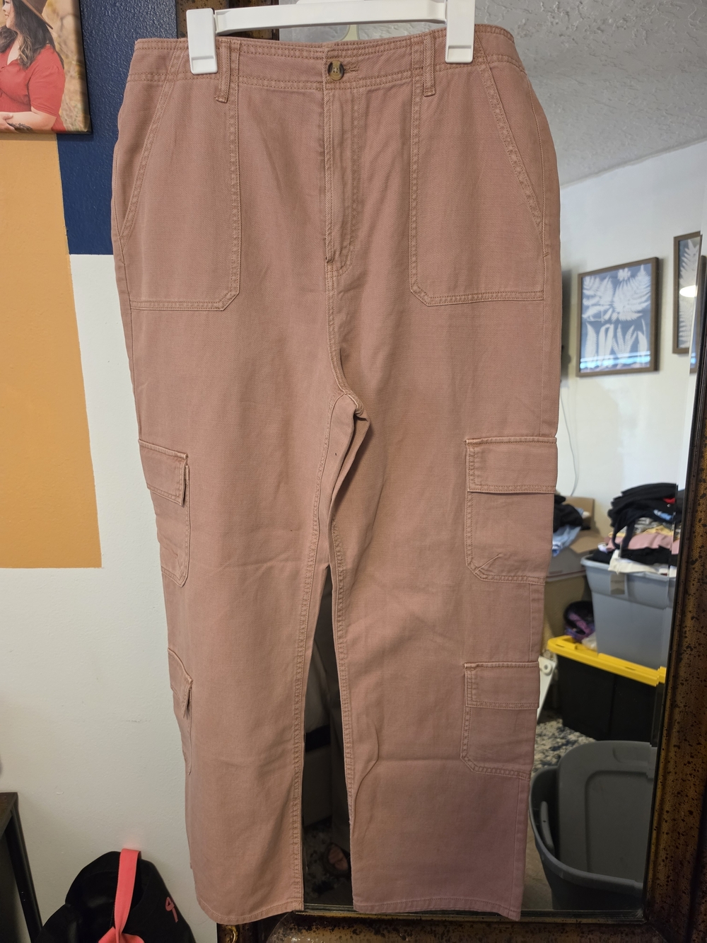 a.n.a Women's Wide-Leg Cargo Jeans in Dusty Rose